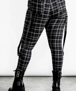 Ladies Killstar Dead Resistance Skinny Trousers Ash Tartan