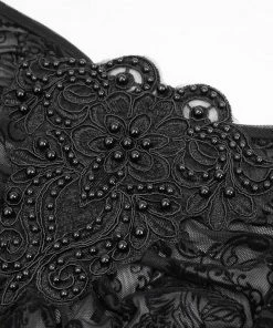 Ladies Devil Fashion Yara Velvet Embossed Mesh Top