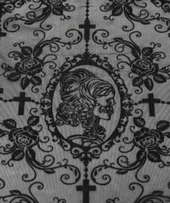 Ladies Devil Fashion Yara Velvet Embossed Mesh Top