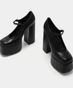 Koi Footwear Koi Darkbloom Black Platform Heels
