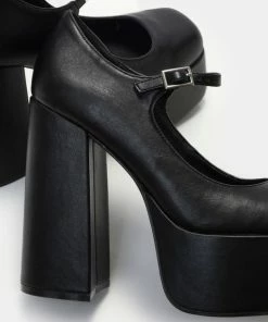 Koi Footwear Koi Darkbloom Black Platform Heels