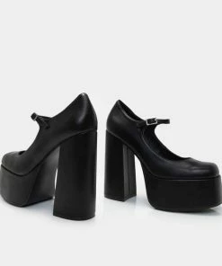 Koi Footwear Koi Darkbloom Black Platform Heels