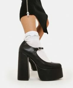 Koi Footwear Koi Darkbloom Black Platform Heels