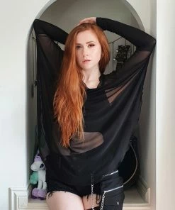 Necessary Evil Freya Draped Mesh Tunic Top