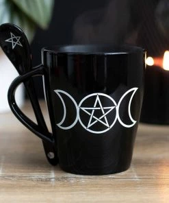 Homeware Gothic Gifts Triple Moon Mug And Spoon Set