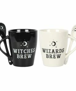 Gothic Gifts Witch And Wizard Couples Mug And Spoon Set Homeware