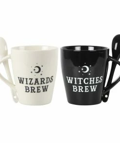 Gothic Gifts Witch And Wizard Couples Mug And Spoon Set Homeware