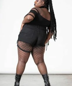 New Arrivals Killstar Fury Road Denim Garter Shorts