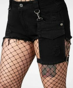 New Arrivals Killstar Fury Road Denim Garter Shorts
