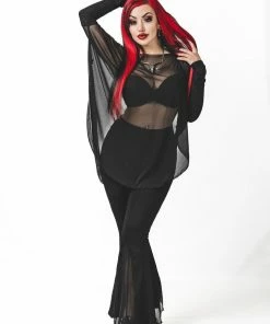 Necessary Evil Freya Draped Mesh Tunic Top