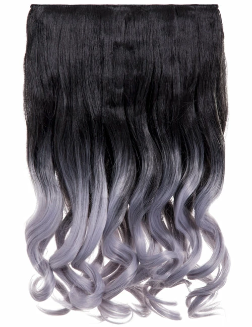 Gothic Attitude (Black/Lavender Grey) Curly Two Tone 20" Hair Extensions New Arrivals 3 Gothic Attitude (Black/Lavender Grey) Curly Two Tone 20" Hair Extensions New Arrivals