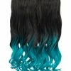 Gothic Attitude (Black/Turquoise) Curly Two Tone 18" Hair Extensions New Arrivals