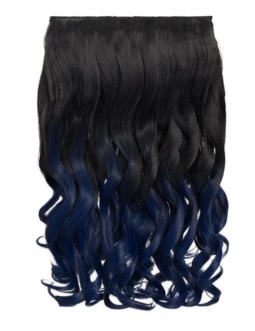 Gothic Attitude (Black/Dark Blue) Curly Two Tone 20" Hair Extensions 3 Gothic Attitude (Black/Dark Blue) Curly Two Tone 20" Hair Extensions