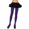 Gothic Attitude Black And Purple Striped Tights