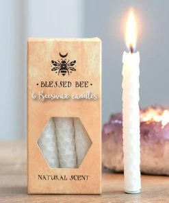 Homeware Gothic Gifts White Beeswax Happiness Spell Candles