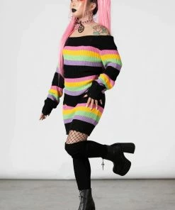 New Arrivals Killstar Good Vibes Knit Sweater Dress