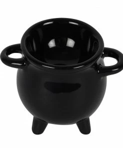 Homeware Gothic Gifts Cauldron Egg Cup With Broom Spoon