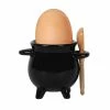 Homeware Gothic Gifts Cauldron Egg Cup With Broom Spoon