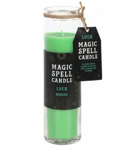 New Arrivals Gothic Gifts Green Tea 'Luck' Spell Tube Candle