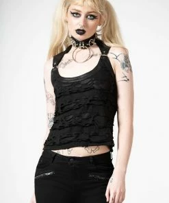 Killstar Hardy Lace Up Vest Top Ladies