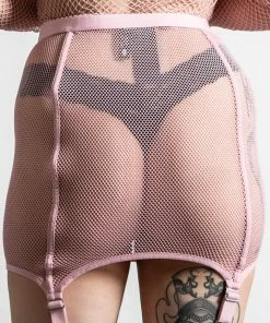 Killstar Heartbeats Fishnet Skirt Pastel Pink
