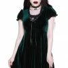 Killstar Heather Velvet Babydoll Dress Emerald