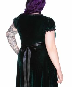 Killstar Heather Velvet Babydoll Dress Emerald