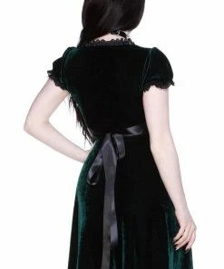 Killstar Heather Velvet Babydoll Dress Emerald