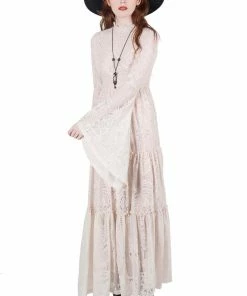 Killstar Hecate Lace Maxi Dress Ivory Ladies