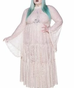 Killstar Hecate Lace Maxi Dress Ivory Ladies