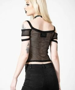 Killstar Huntly Fishnet Bardot Top Ladies