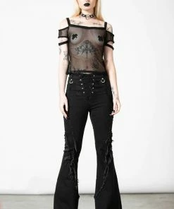 Killstar Huntly Fishnet Bardot Top Ladies