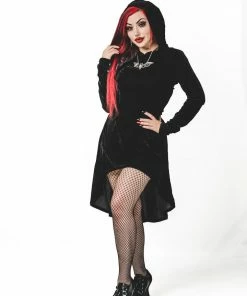 Ladies Necessary Evil Hekate Velvet Hoodie With Pockets