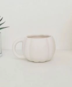 New Arrivals Weird & Wonderful Ceramics White And Gold Pumpkin Mug