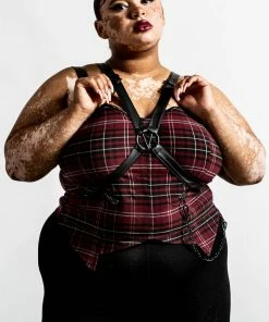 Ladies Killstar Jaded Strap Top Blood Tartan 10 Ladies Killstar Jaded Strap Top Blood Tartan