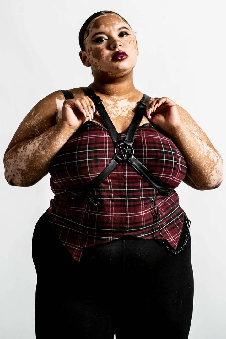 Ladies Killstar Jaded Strap Top Blood Tartan 5 Ladies Killstar Jaded Strap Top Blood Tartan