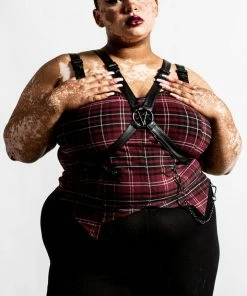 Ladies Killstar Jaded Strap Top Blood Tartan 11 Ladies Killstar Jaded Strap Top Blood Tartan