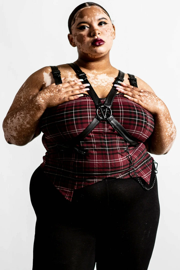 Ladies Killstar Jaded Strap Top Blood Tartan 6 Ladies Killstar Jaded Strap Top Blood Tartan