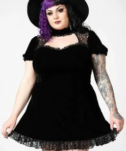 Ladies Killstar Julienne Velvet Keyhole Dress