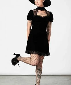 Ladies Killstar Julienne Velvet Keyhole Dress
