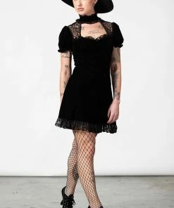 Ladies Killstar Julienne Velvet Keyhole Dress