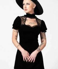 Ladies Killstar Julienne Velvet Keyhole Dress