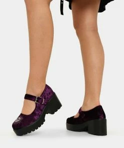 Koi Footwear Koi Della Purple Velvet Witch Mary Janes Ladies