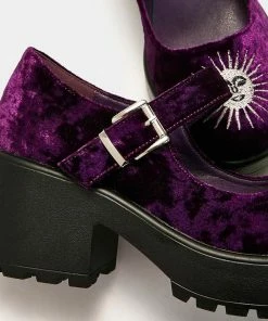Koi Footwear Koi Della Purple Velvet Witch Mary Janes Ladies