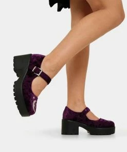 Koi Footwear Koi Della Purple Velvet Witch Mary Janes Ladies
