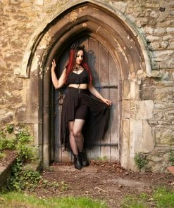 Ladies Necessary Evil Camazotz Bat Wing Effect Lace Up Bolero Top