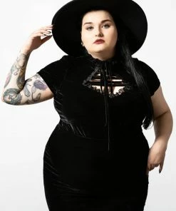 Killstar Malady Lace-Up Top Black Ladies