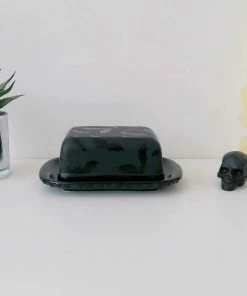 Weird & Wonderful Ceramics Matte Black Bat Butter Dish
