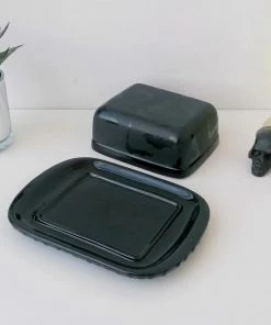 Weird & Wonderful Ceramics Matte Black Bat Butter Dish