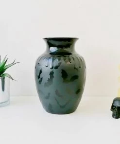 Weird & Wonderful Ceramics Matte Black Bat Curved Vase